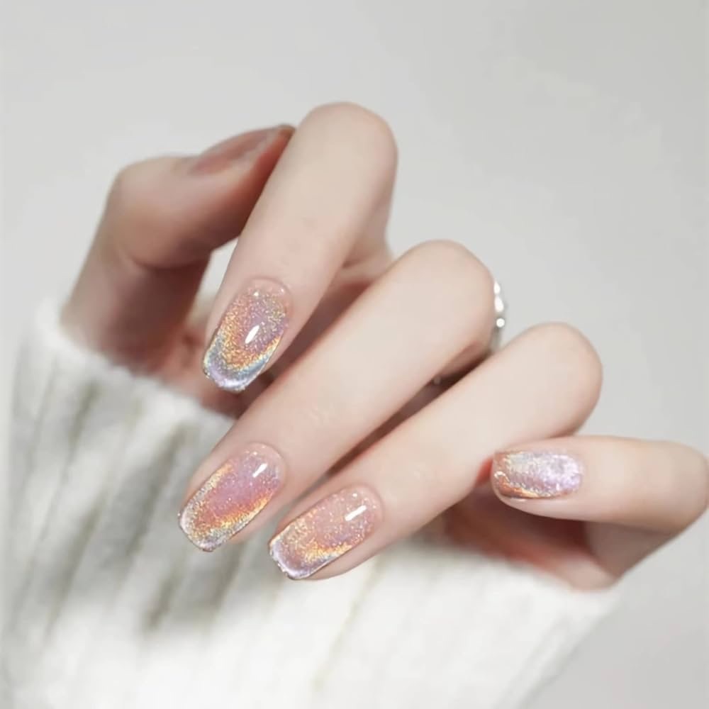 Pink Cats Eye Nail Art